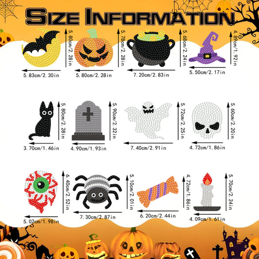 12 Pairs Halloween Diamond Painting Earrings DIY Diamond Art Earrings for Adults