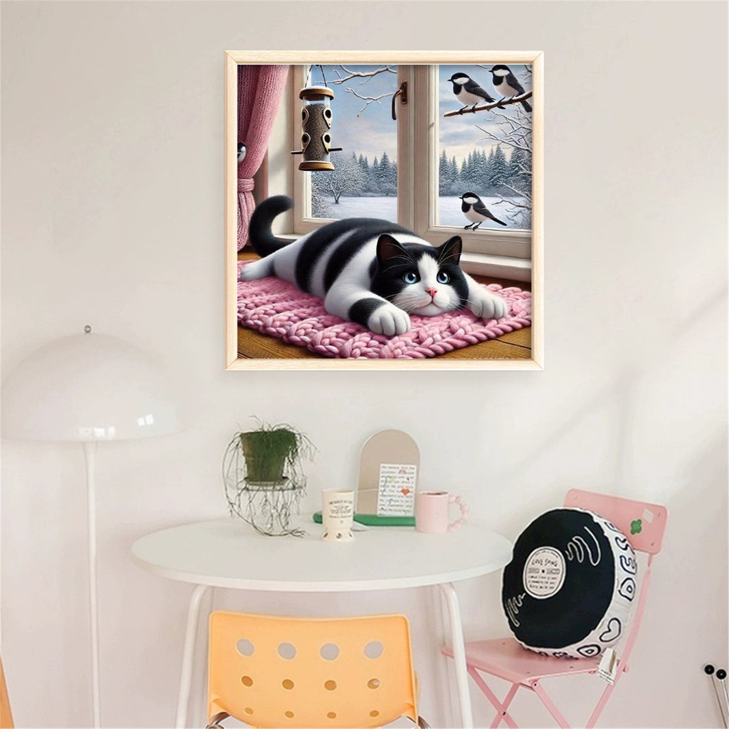 Window Cat Bird - 11CT Stamped Cross Stitch 40*40CM