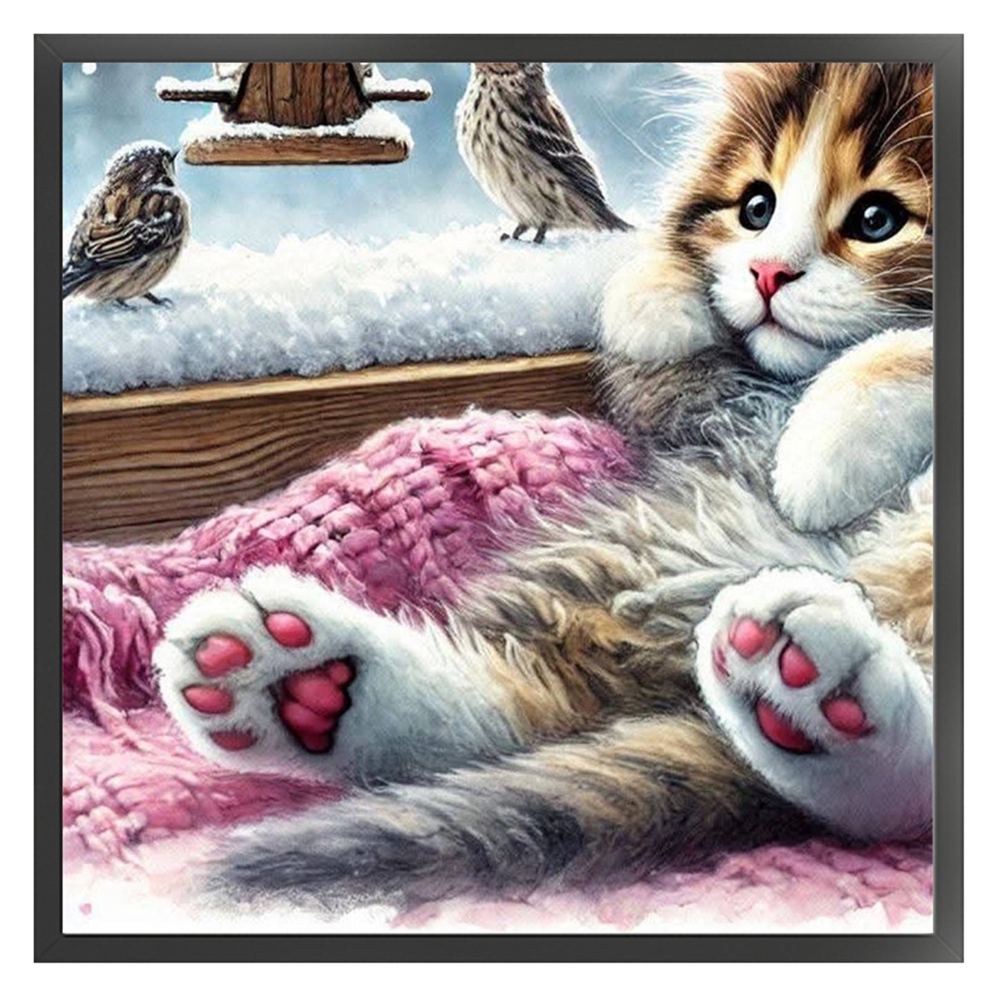 Window Cat Bird - 11CT Stamped Cross Stitch 40*40CM
