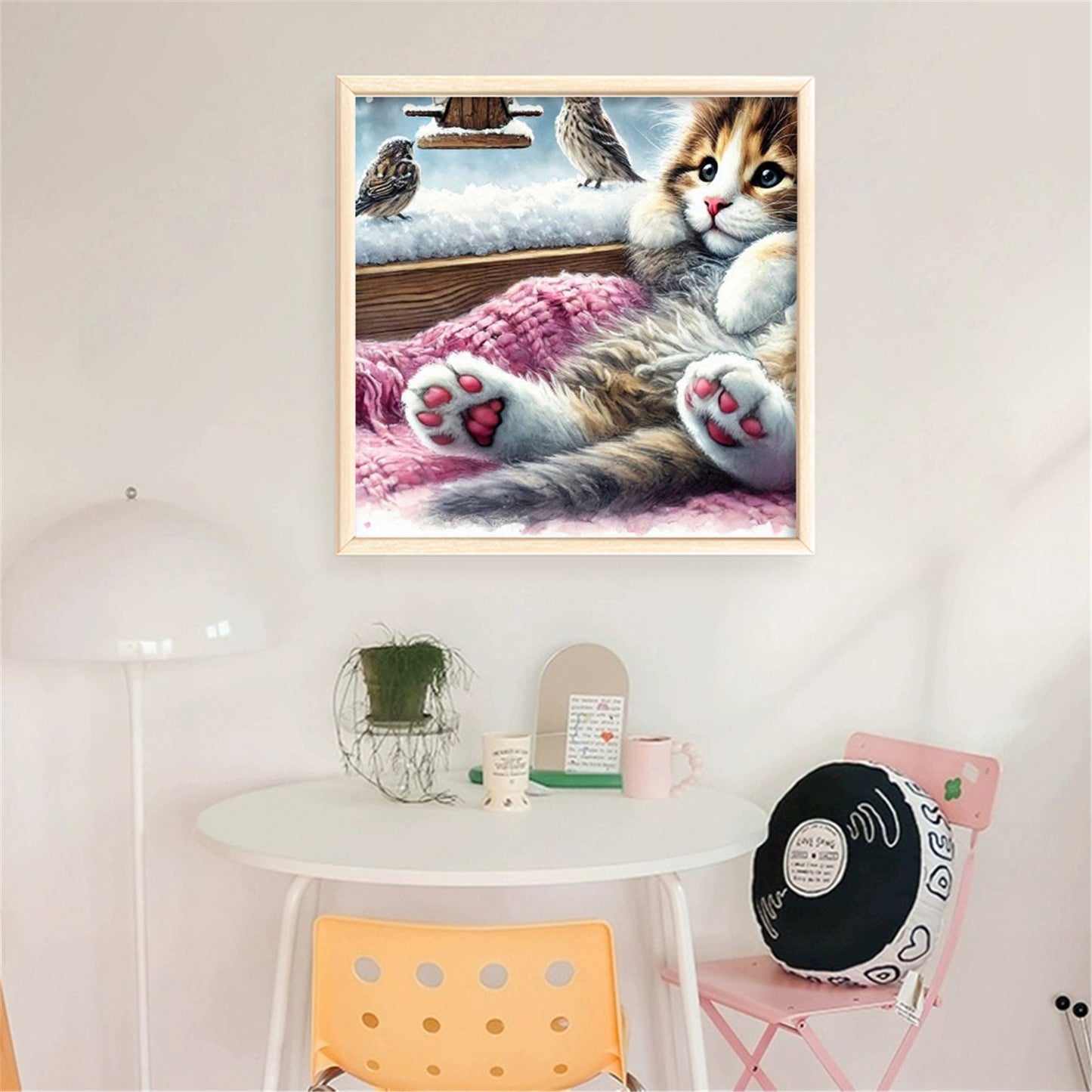 Window Cat Bird - 11CT Stamped Cross Stitch 40*40CM