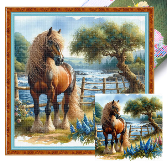 Horse - 11CT Stamped Cross Stitch 40*40CM