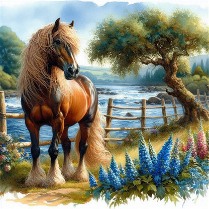 Horse - 11CT Stamped Cross Stitch 40*40CM