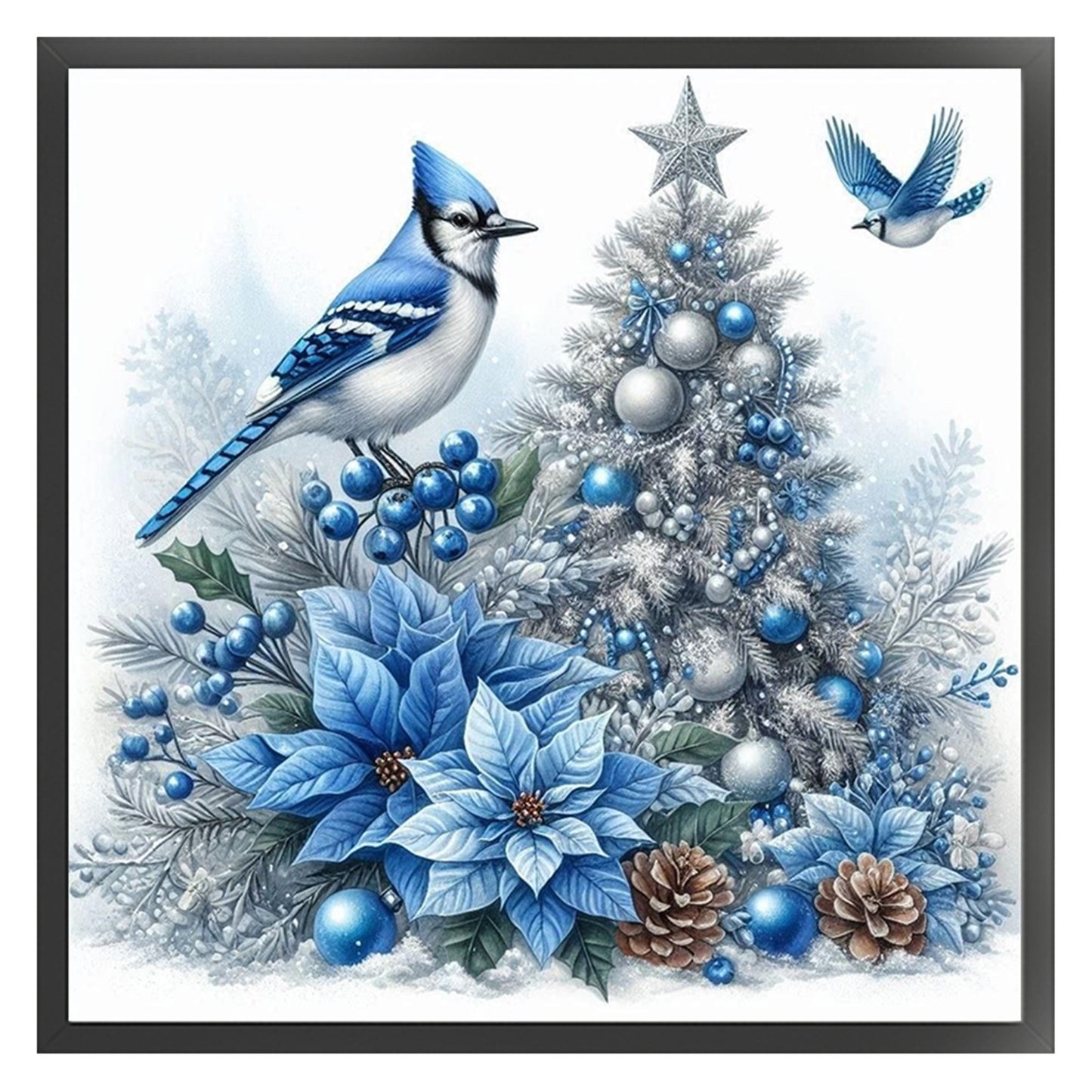 Christmas Tree Bluebird - 11CT Stamped Cross Stitch 40*40CM