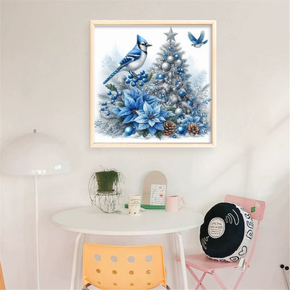 Christmas Tree Bluebird - 11CT Stamped Cross Stitch 40*40CM
