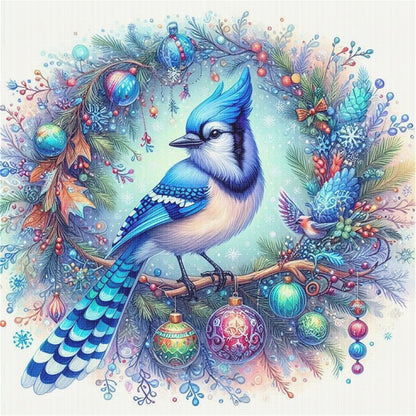 Wreath Bluebird - 11CT Stamped Cross Stitch 40*40CM