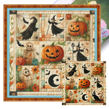 Puzzle Pumpkin Witch - 11CT Stamped Cross Stitch 45*45CM