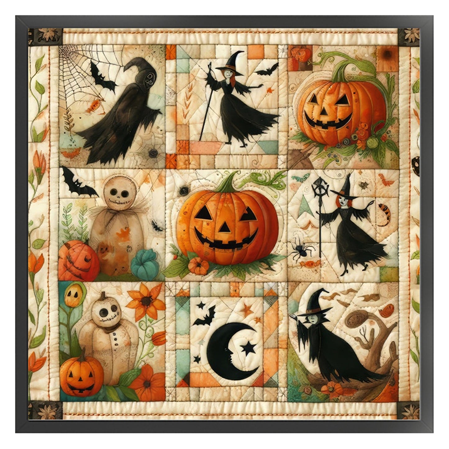 Puzzle Pumpkin Witch - 11CT Stamped Cross Stitch 45*45CM