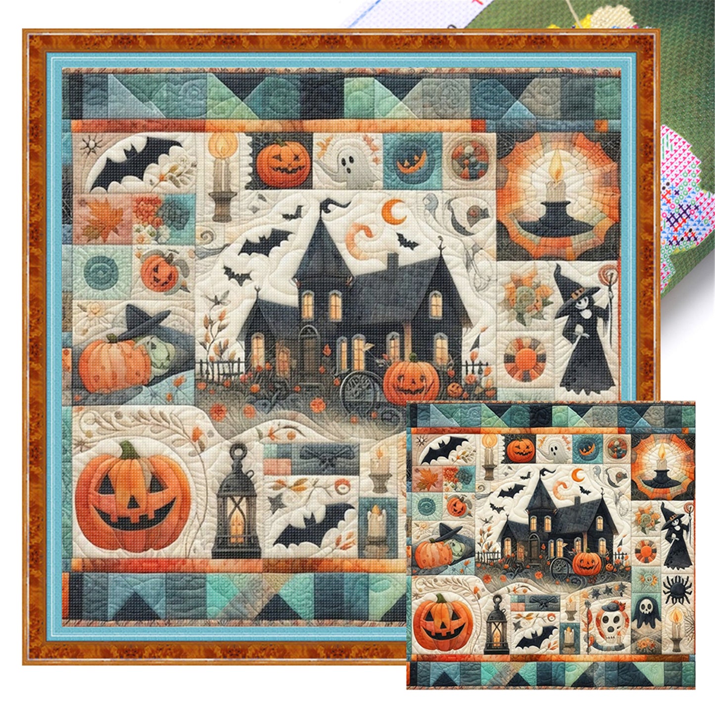 Puzzle Pumpkin Witch - 11CT Stamped Cross Stitch 45*45CM