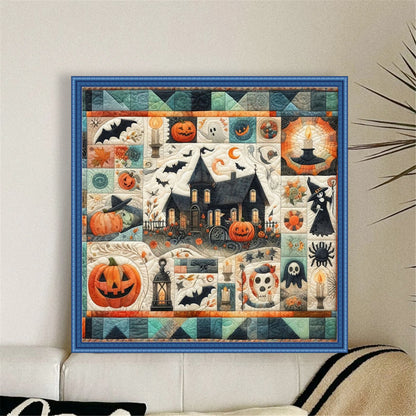 Puzzle Pumpkin Witch - 11CT Stamped Cross Stitch 45*45CM
