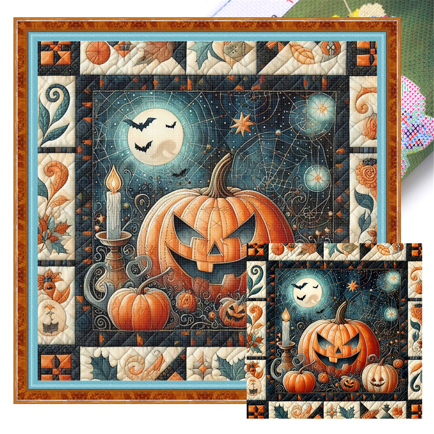 Puzzle Pumpkin Witch - 11CT Stamped Cross Stitch 45*45CM