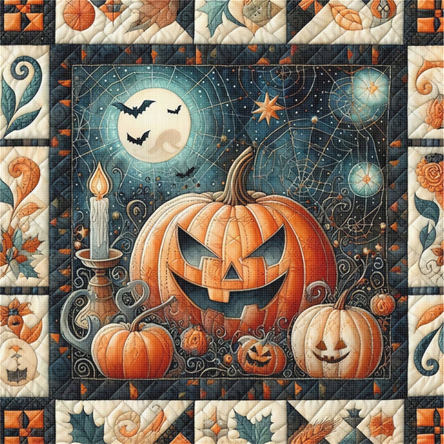 Puzzle Pumpkin Witch - 11CT Stamped Cross Stitch 45*45CM