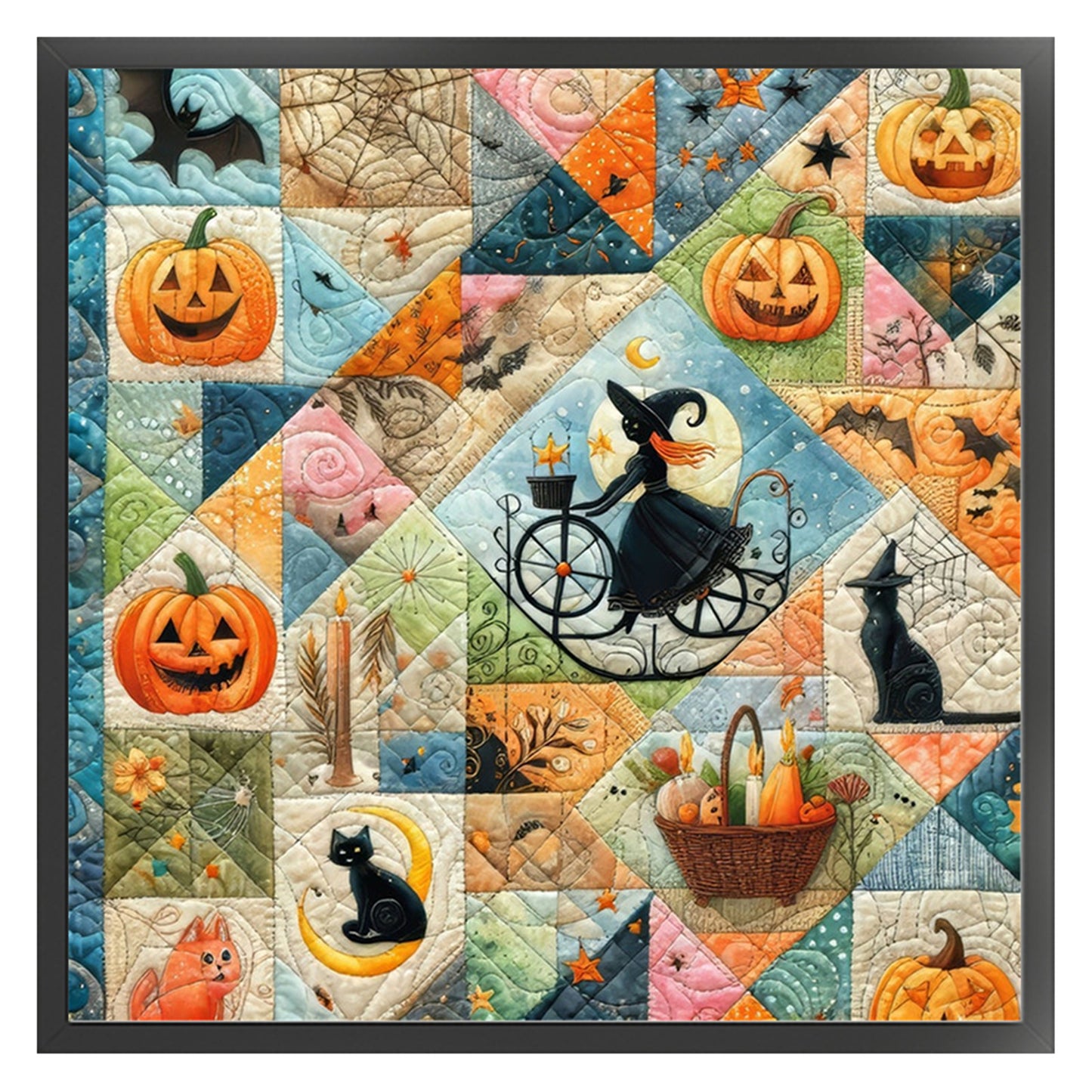 Puzzle Pumpkin Witch - 11CT Stamped Cross Stitch 45*45CM