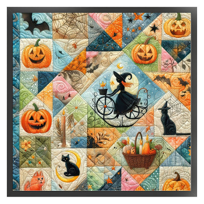 Puzzle Pumpkin Witch - 11CT Stamped Cross Stitch 45*45CM