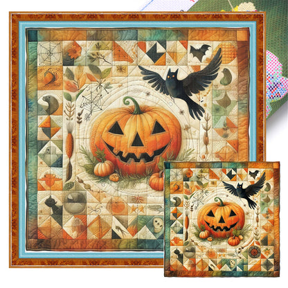 Puzzle Pumpkin Witch - 11CT Stamped Cross Stitch 45*45CM