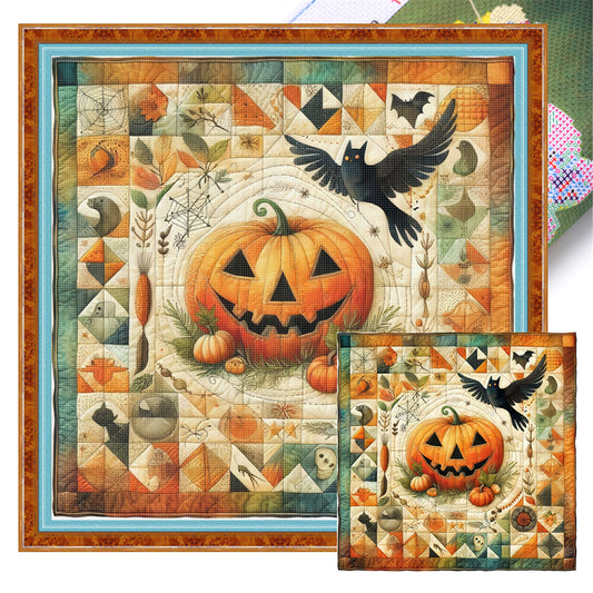 Puzzle Pumpkin Witch - 11CT Stamped Cross Stitch 45*45CM
