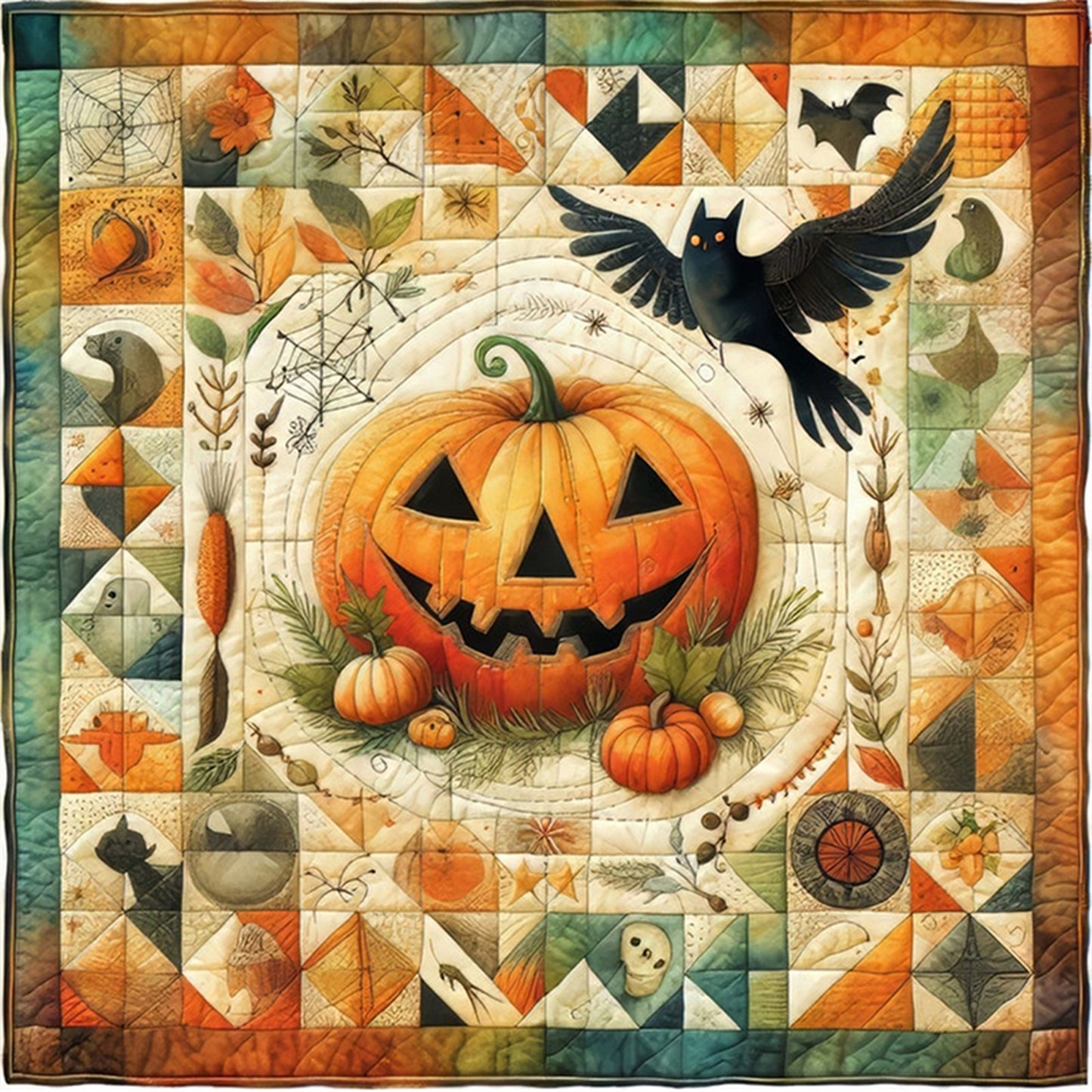 Puzzle Pumpkin Witch - 11CT Stamped Cross Stitch 45*45CM