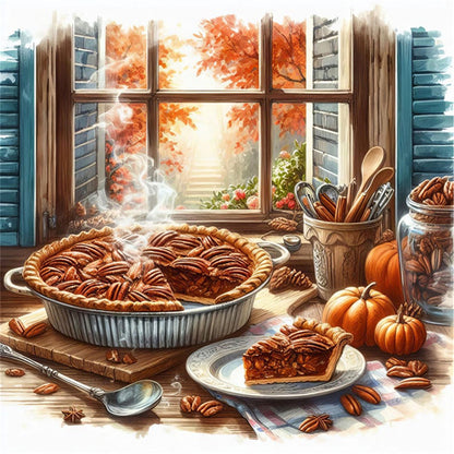 Autumn Window Scene - 11CT Stamped Cross Stitch 45*45CM