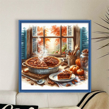 Autumn Window Scene - 11CT Stamped Cross Stitch 45*45CM