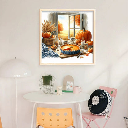 Autumn Window Scene - 11CT Stamped Cross Stitch 45*45CM