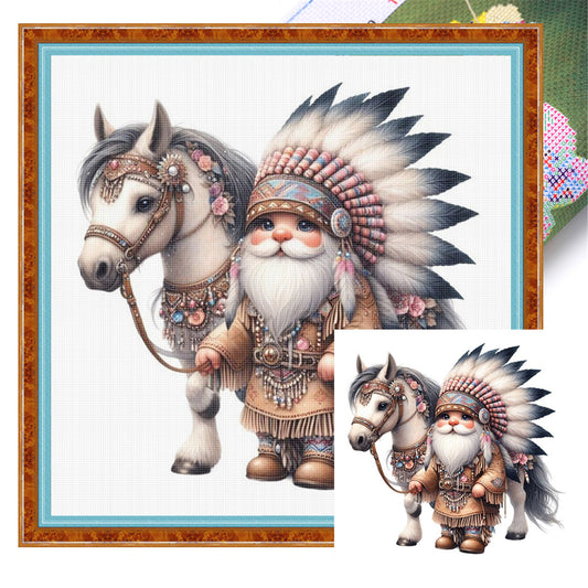 Indian Boy And Horse - 11CT Stamped Cross Stitch 40*40CM