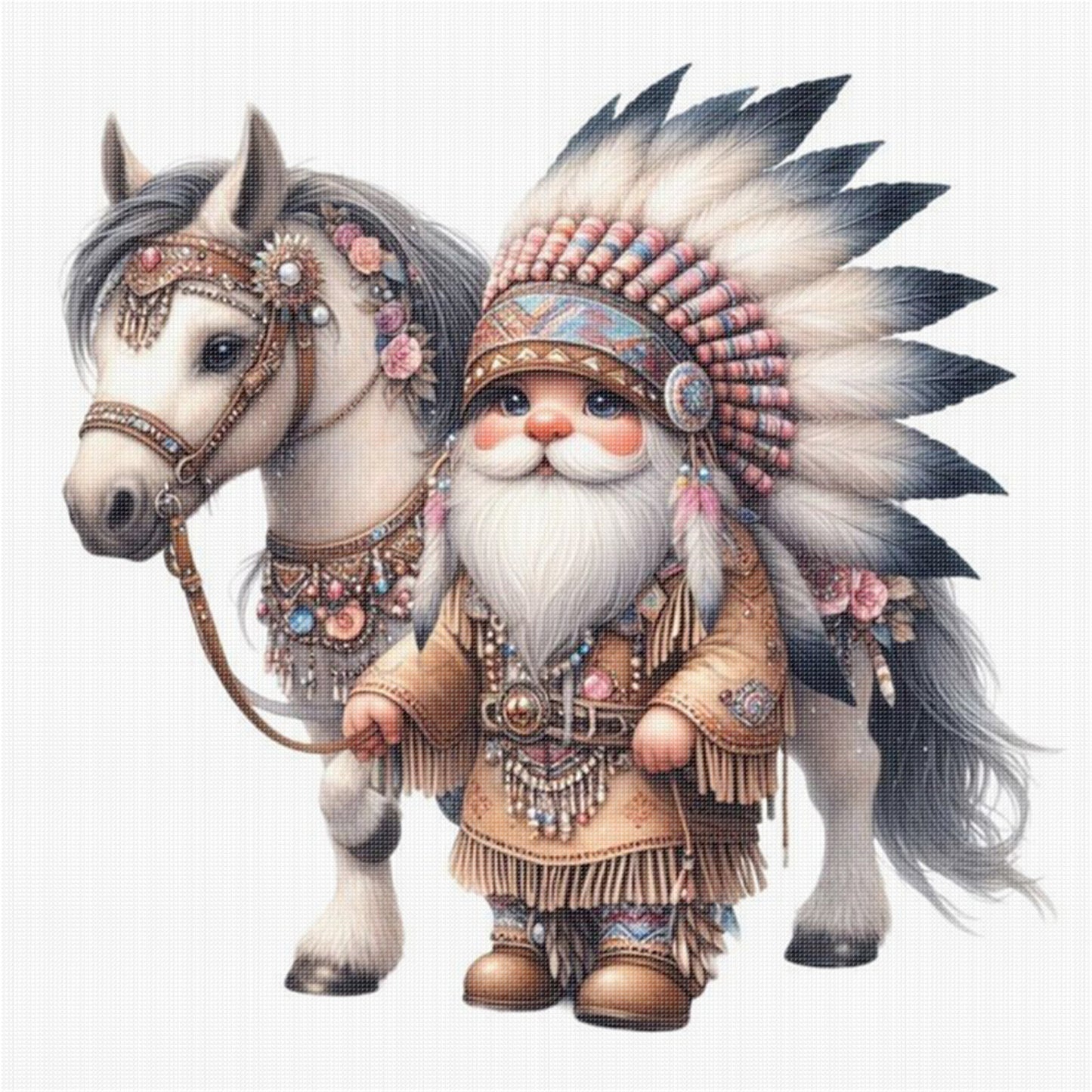 Indian Boy And Horse - 11CT Stamped Cross Stitch 40*40CM