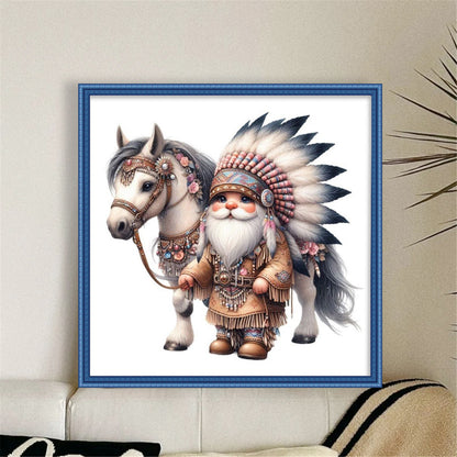 Indian Boy And Horse - 11CT Stamped Cross Stitch 40*40CM