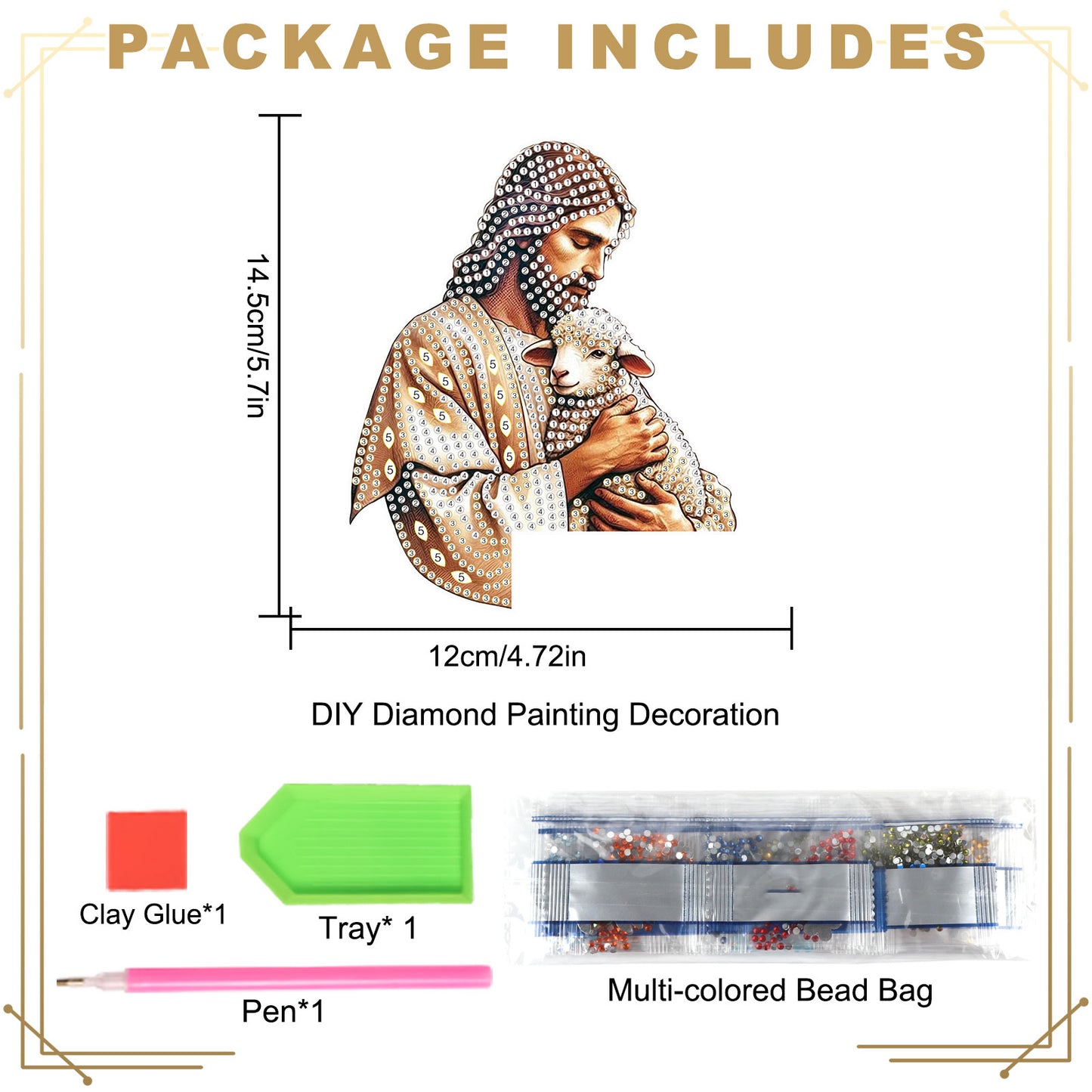 2Pcs DIY Diamond Art Door Corner Pendants Acrylic Door Decoration (Jesus)