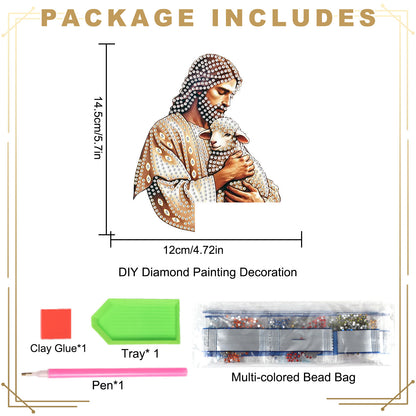 2Pcs DIY Diamond Art Door Corner Pendants Acrylic Door Decoration (Jesus)