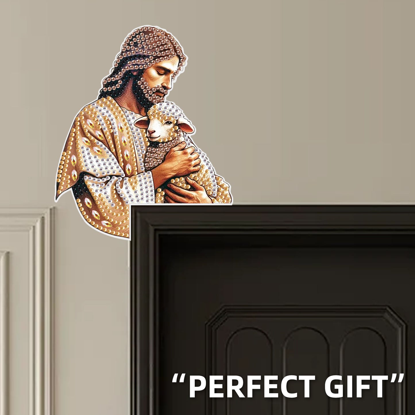 2Pcs DIY Diamond Art Door Corner Pendants Acrylic Door Decoration (Jesus)