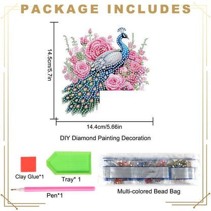 2Pcs DIY Diamond Art Door Corner Pendants Acrylic Door Decoration (Peacock)