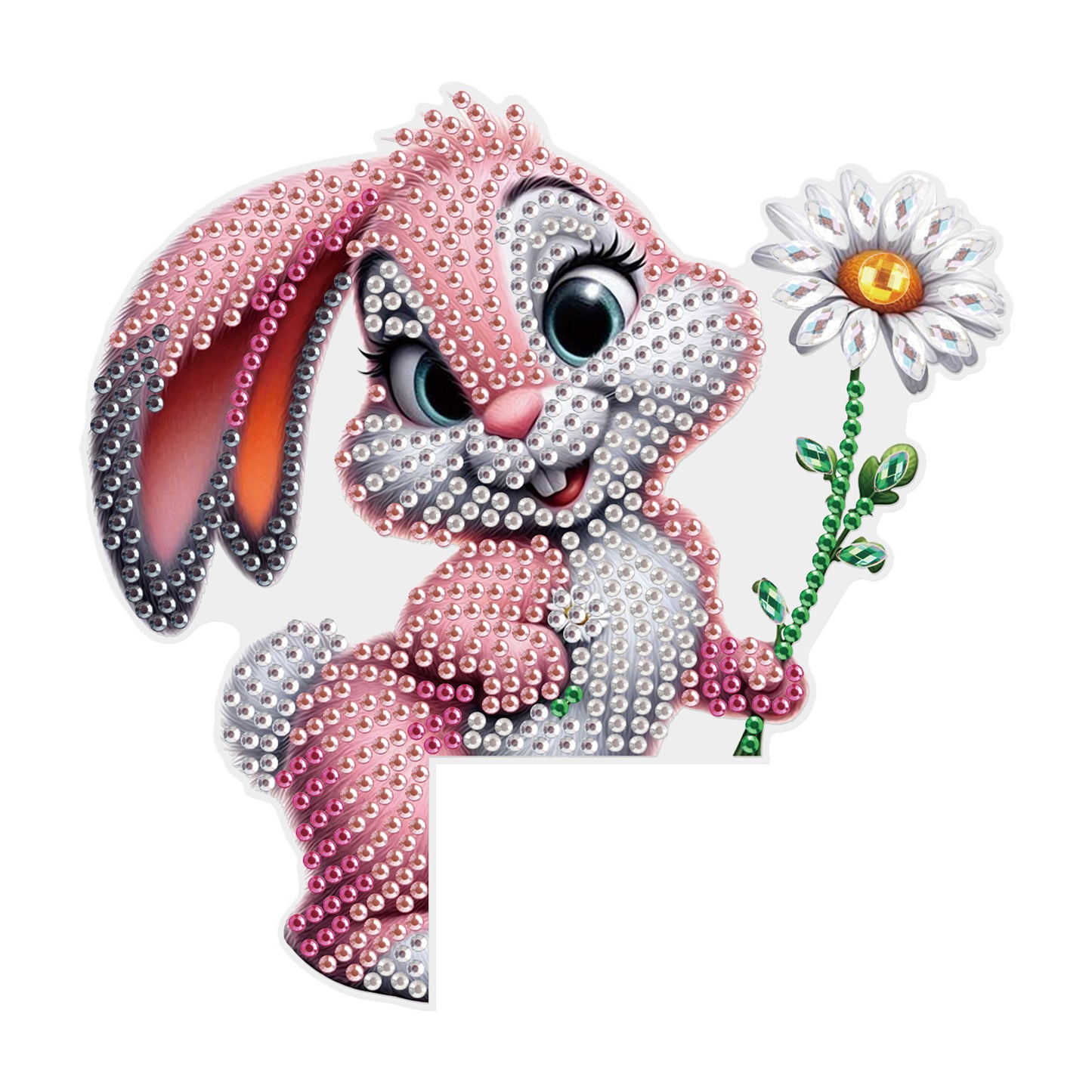 2Pcs DIY Diamond Art Door Corner Pendants Acrylic Door Decoration (Bunny)