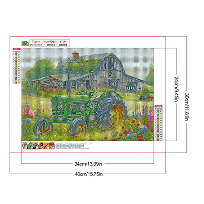 Green Tractor - Full Round Drill Diamond Painting 40*30CM