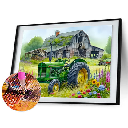 Green Tractor - Full Round Drill Diamond Painting 40*30CM