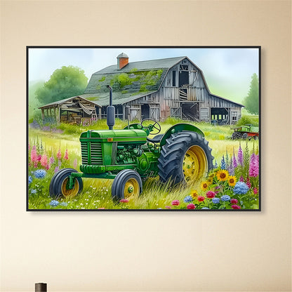 Green Tractor - Full Round Drill Diamond Painting 40*30CM