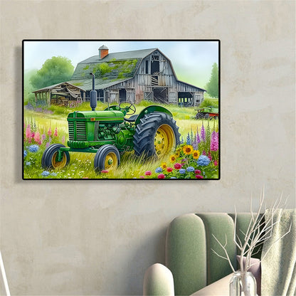 Green Tractor - Full Round Drill Diamond Painting 40*30CM