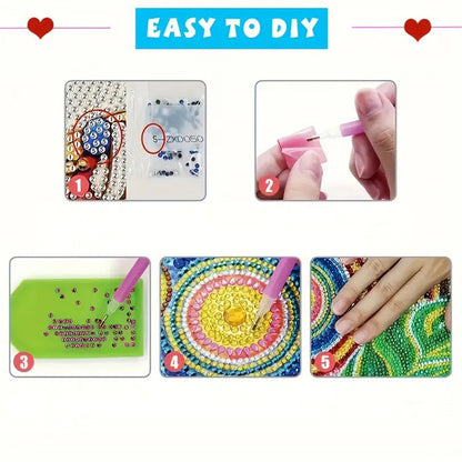 6pcs DIY Christmas Candle Diamond Art Greeting Cards for Holiday Blessings
