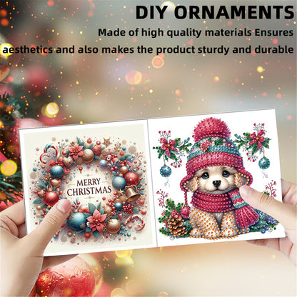 6pcs DIY Cat Dog Diamond Art Greeting Cards for Holiday Blessings Gifts