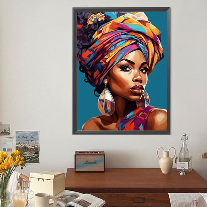 Dark-Skinned Girl - Full Round Drill Diamond Painting 40*50CM