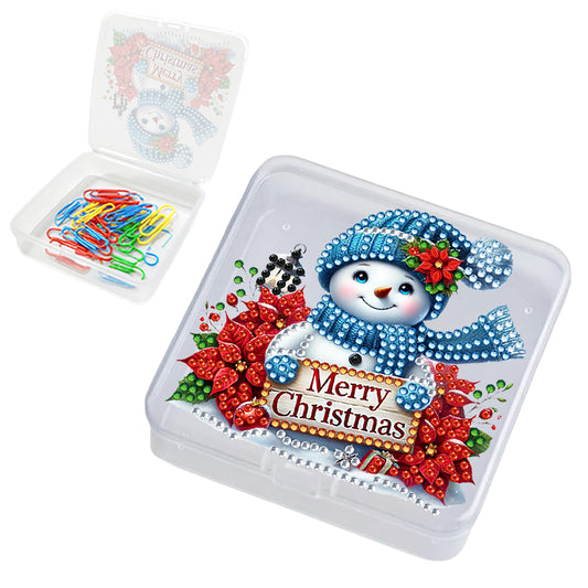 DIY Diamond Painting Storage Box Snowman Clear Plastic Case for Small Items