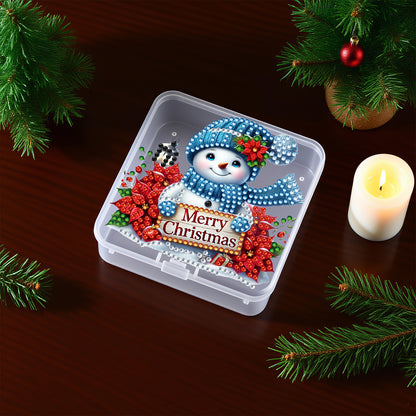 DIY Diamond Painting Storage Box Snowman Clear Plastic Case for Small Items