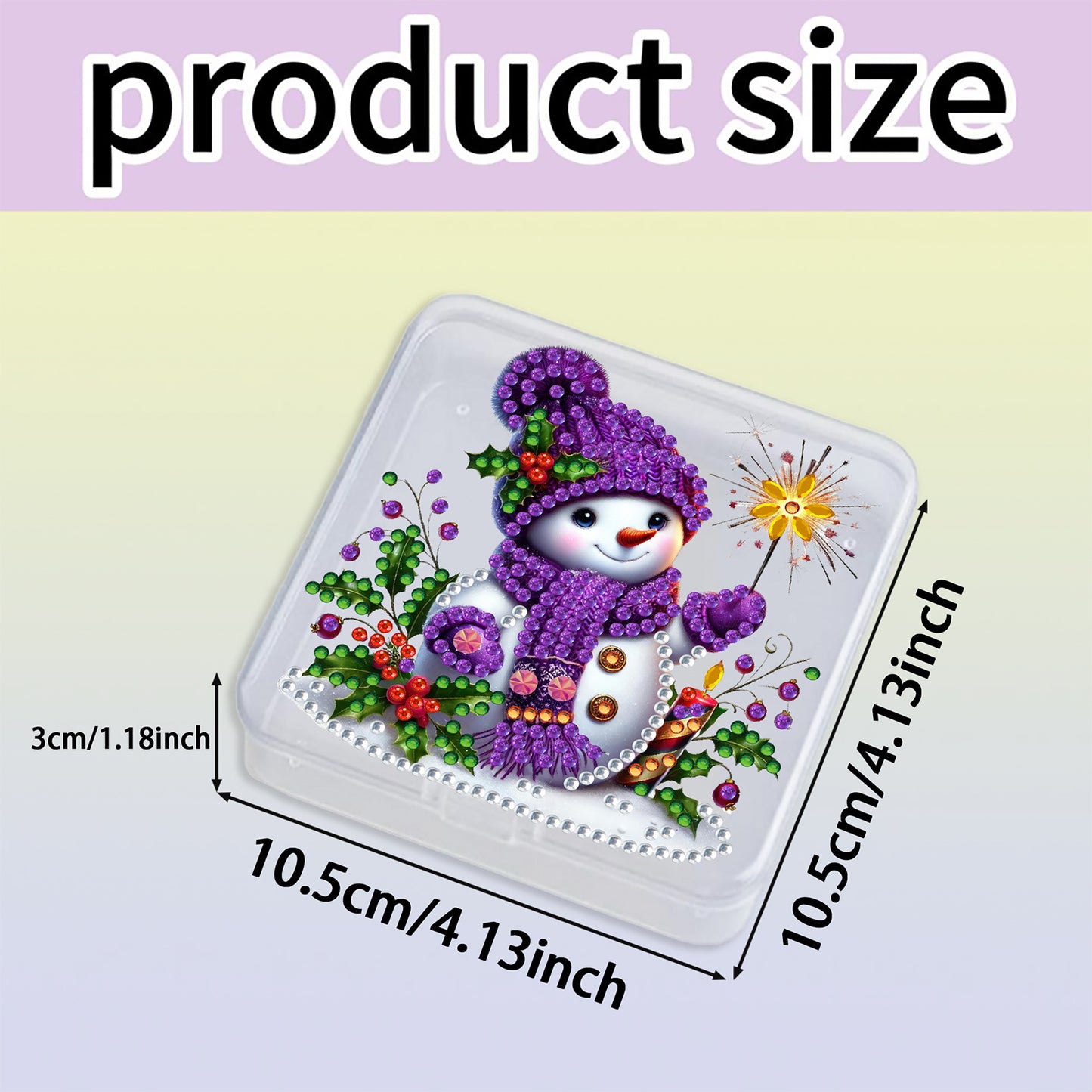 DIY Diamond Painting Storage Box Snowman Clear Plastic Case for Small Items