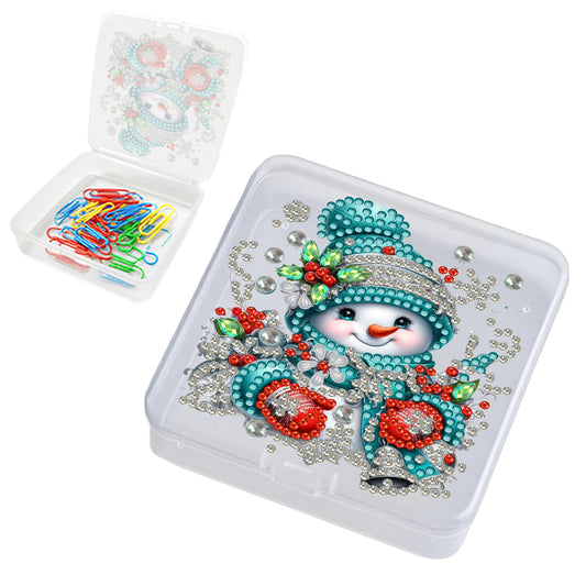 DIY Diamond Painting Storage Box Snowman Clear Plastic Case for Small Items