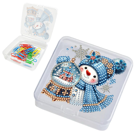 DIY Diamond Painting Storage Box Snowman Clear Plastic Case for Small Items