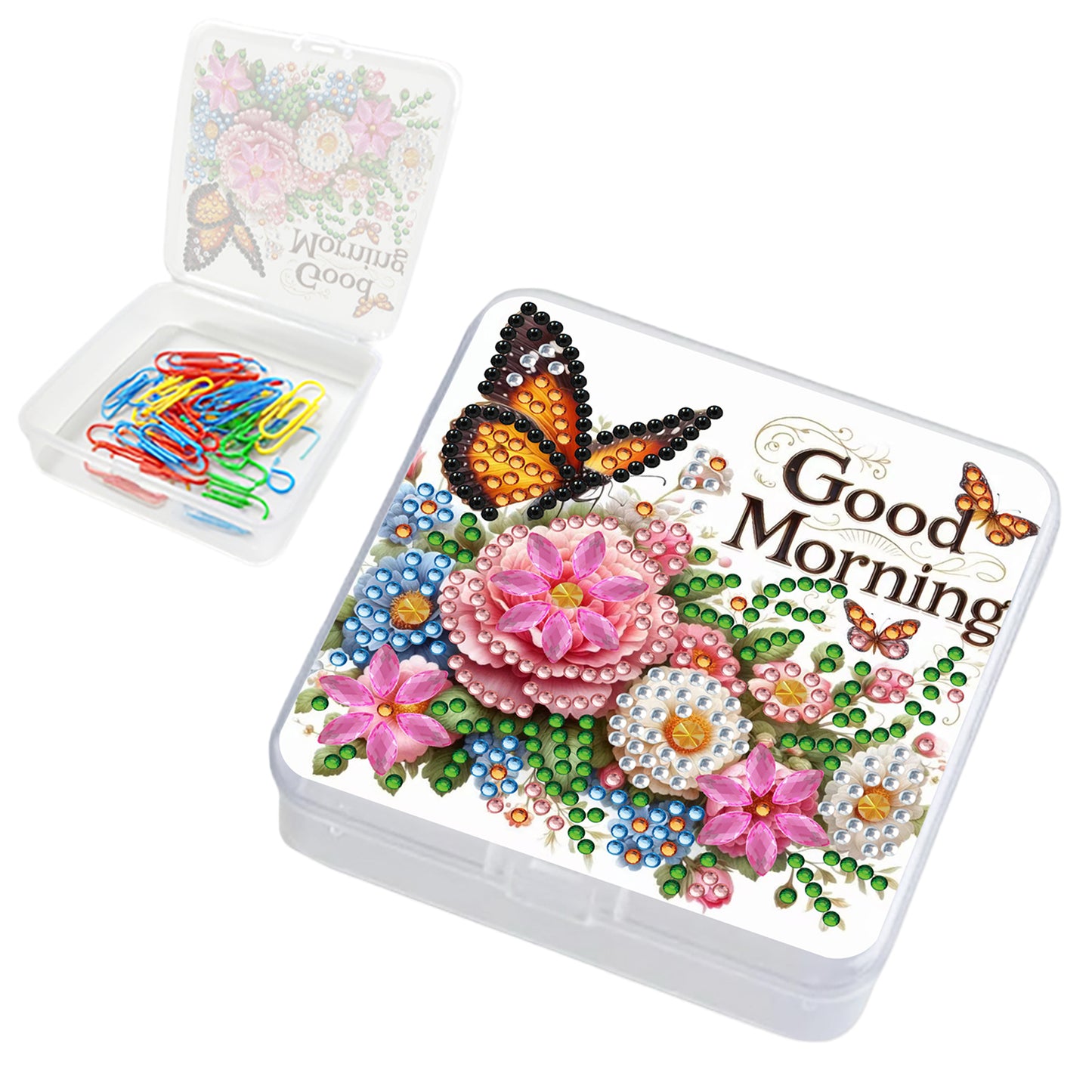 DIY Diamond Painting Storage Box Flower Butterfly Clear Organizer for Small Item