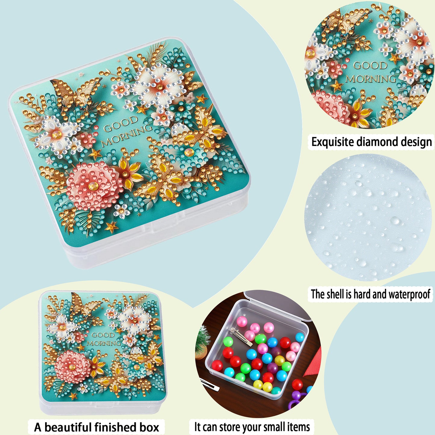 DIY Diamond Painting Storage Box Flower Butterfly Clear Organizer for Small Item