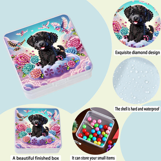 DIY Diamond Painting Storage Box Dog Clear Plastic Case for Small Items