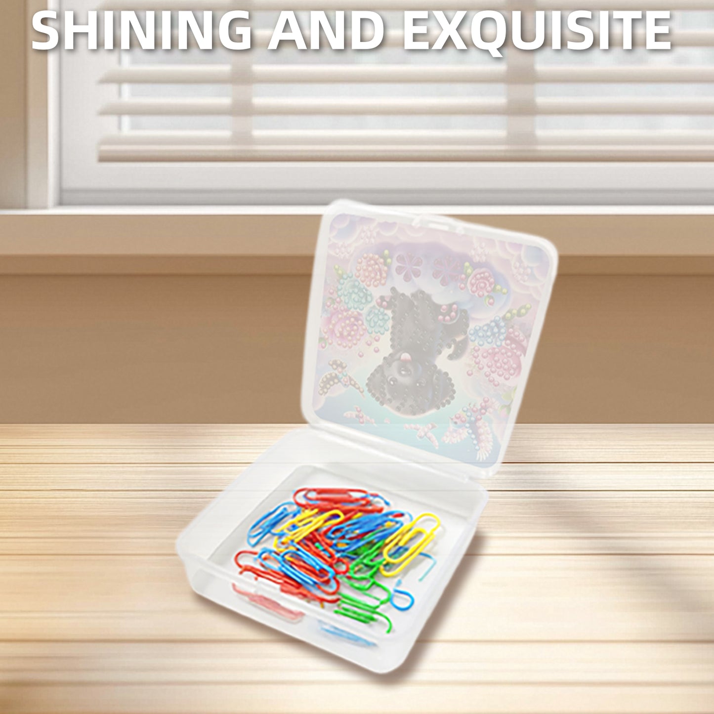 DIY Diamond Painting Storage Box Dog Clear Plastic Case for Small Items