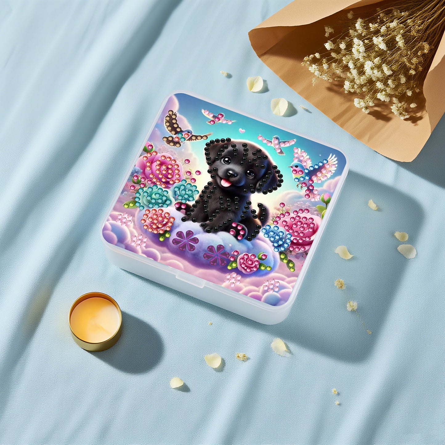 DIY Diamond Painting Storage Box Dog Clear Plastic Case for Small Items