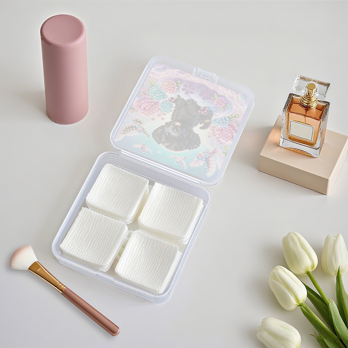 DIY Diamond Painting Storage Box Dog Clear Plastic Case for Small Items