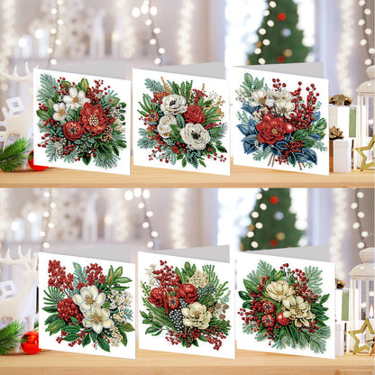 6pcs DIY Flowers Diamond Art Greeting Cards Thank You Cards and Holiday Blessing